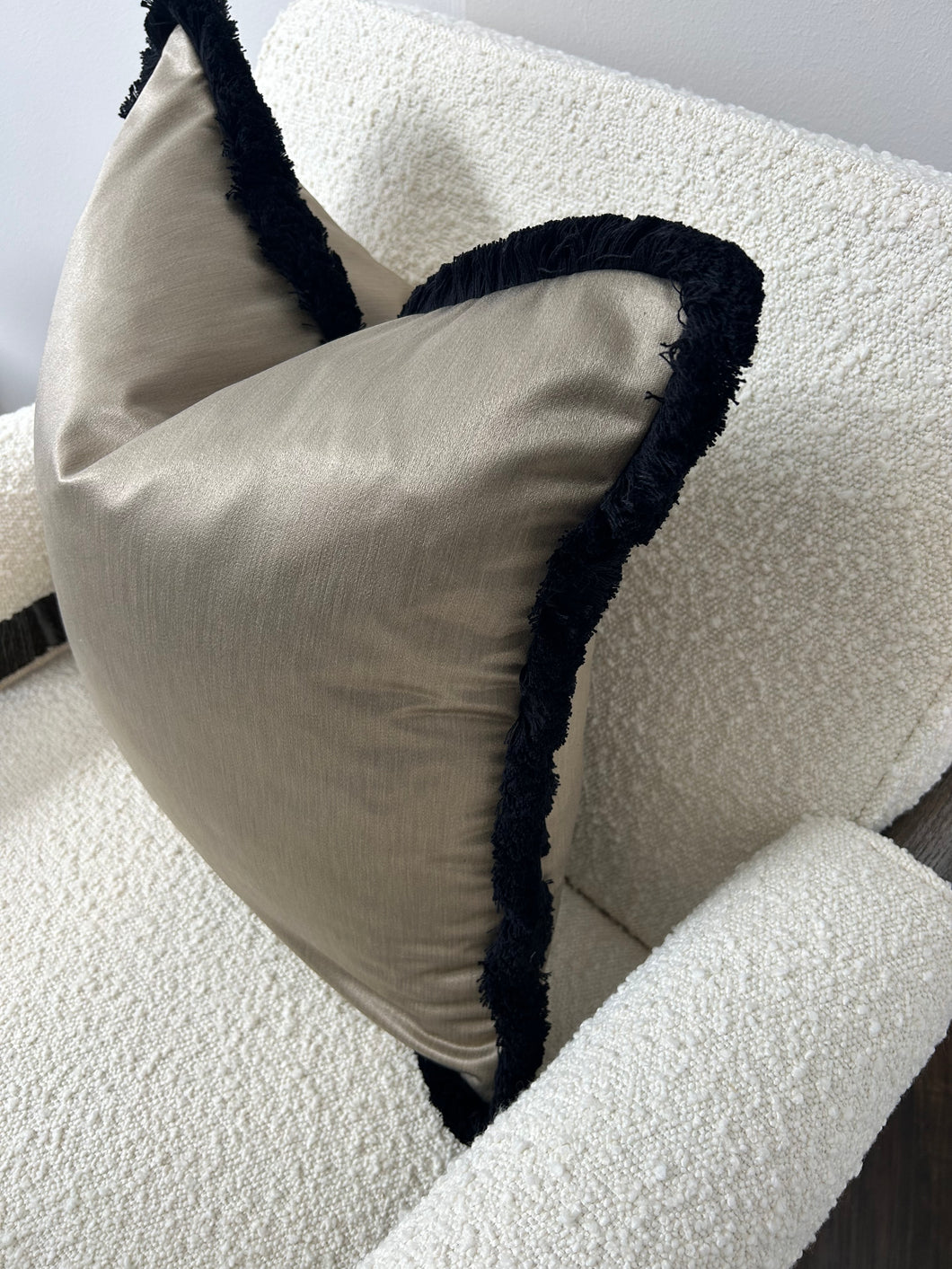 Bronze Cushion with Black Fringe