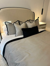 Load image into Gallery viewer, Taupe &amp; Black Super King Bed Cushions Set
