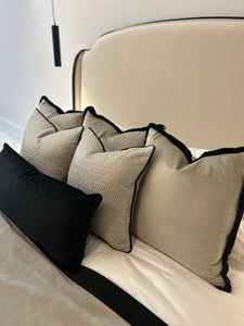 Taupe & Black Super King Bed Cushions Set