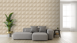 Weaved Cube Beige Wallpaper